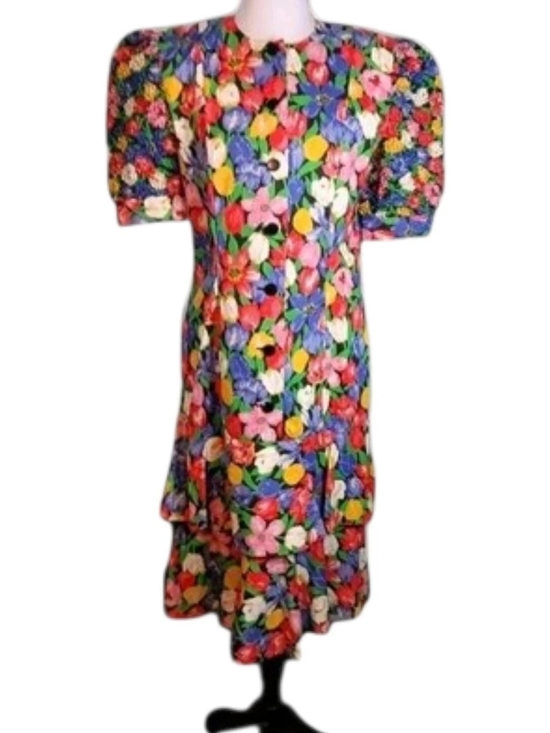 Neiman Marcus Dresses & Skirts - Neiman Marcus Union Made Dress 80s Puff Sleeves Drop Waist Size 6